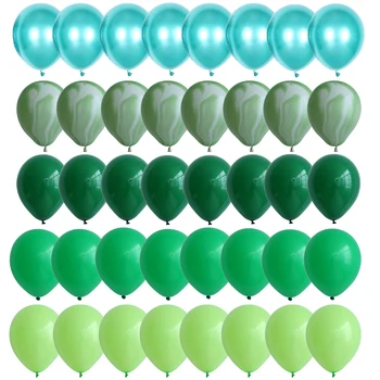 40pcs Zeleno Baloni Nastavite Agate Marmorja Balone S Kovinsko Konfeti Balon Jungle Safari Živali Rojstni Odlikovanja