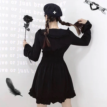 Punk Gothic Obleko Dekle Z Dvojno Verige Letnik Oblikovalec Mini Obleka Plus Velikost 4XL Oblačila Dolg Rokav Obleke za Ženske do leta 2020