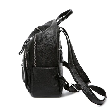 Nahrbtnik ženska usnjena torba ženske pravo usnje nahrbtnik za šolo najstnikov dekle črno potovalno torbo mochila feminina