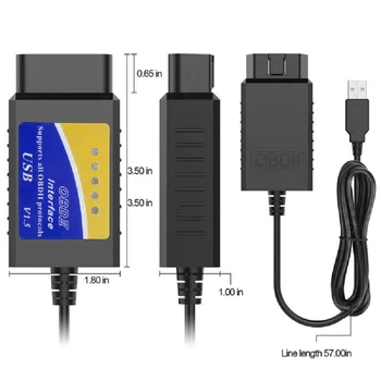 ELM327 V1.5 USB Plastičnih OBD2 Avto Auto Diagnostično Orodje, OBD 2 Kabel Adapter BREST 327 Vmesnik OBDII CAN-BUS Optičnega bralnika NI FT232RL Chi