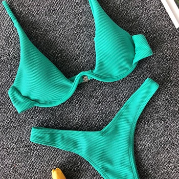 Sveže sadje Zelena Seksi Ženske Bikini Komplet Novih Push Up Kopalke Bikini Vroče Prodaje Ženske kopalke Plažo, Plavanje Obleko 2 kosa