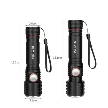 LED Svetilka T6 Mini Prenosni Baklo USB charge Nastavljiva Povečava Bliskavica Lučka za 18650 baterije, za Kampiranje Taktično Flashligh