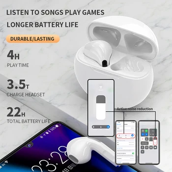 Brezžične Slušalke Bluetooth Slušalke Z Mikrofonom TWS Pro 6 Čepkov V Uho Brsti, ki Teče ročaji očal Za Xiaomi Huawei iPhone