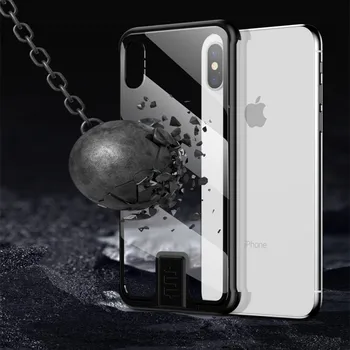 Zeallion Za Apple iPhone 7 8 Plus X XR XS Max Ultra Tanek Push Pull Kovinski Okvir s Kaljenim Steklom Shockproof Primeru Telefon