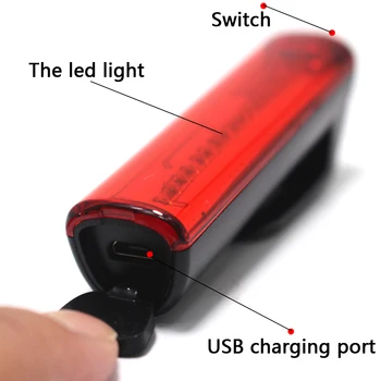 LED Izposoja Zadnje Luči za Kolo Opozorilo Lučka 5 Načini USB Charge Rdeče Barve Varnost Smerniki Noč Rep Svetlobe
