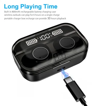 TWS Bluetooth 5.0 Slušalke 800mAh Polnjenje Box Brezžične Slušalke 9D Stereo Šport Nepremočljiva Čepkov Slušalke Z Mikrofonom