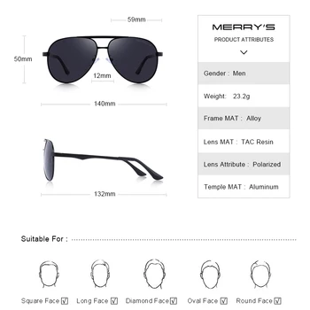 MERRYS DESIGN Moških Klasičnih Pilotni sončna Očala HD Polarizirana sončna očala Za Moške Vožnje Aluminijaste Noge UV400 Zaščito S8290