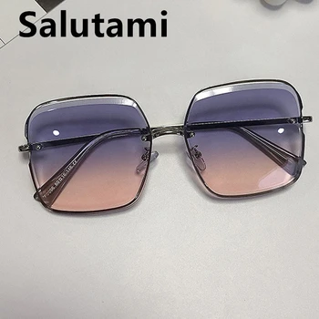 Rimless Cuting Kristalno Okvir Zlitine Sončna Očala Za Ženske Luksuzne Blagovne Znamke 2020 Nov Modni Prevelik Brez Okvirjev Elegantna Sončna Očala