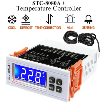 STC-8080A+ Hladilnik, Termostat Temperaturni Regulator za Hlajenje Avtomatsko Odmrzovanje Časovnik Inteligentni Eno Sondo 40%popusta