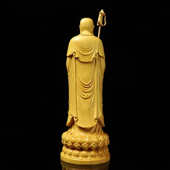 Masivnega lesa Dizang Kralj kip Bude, moderne umetnosti kiparstvo kip Bude, Feng Shui dekorativni kip v domači dnevni sobi, 21 cm