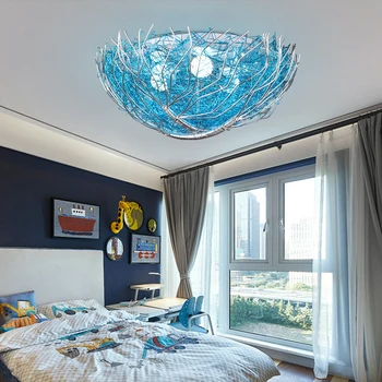 Ustvarjalne modra ptica gnezdo stropna svetilka, otroška soba, spalnica mediteranskem slogu razsvetljavo restavracija razsvetljavo toplo romantični