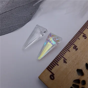 18 mm trikotnik oblike stekla čare kristalno obeski AB/briši bela nakit DIY uhani, pribor ugotovitve ogrlice iskra 60pcs