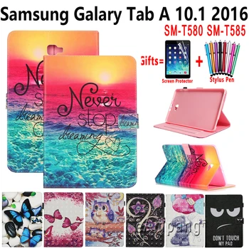 Smart Ohišje za Samsung Galaxy Tab A6 10.1 2016 SM-T580 SM-T585 Moda Naslikal Mehko Shockproof Stojalo Pokrovček Tablet Lupini