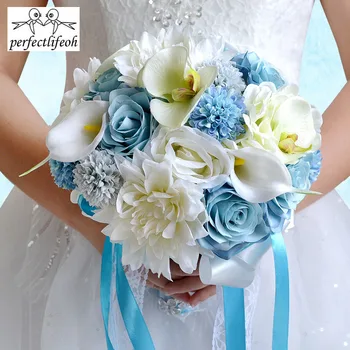 Perfectlifeoh Modra poročni šopek Poročne Šopke Poročni šopek, Dekoracijo poroke