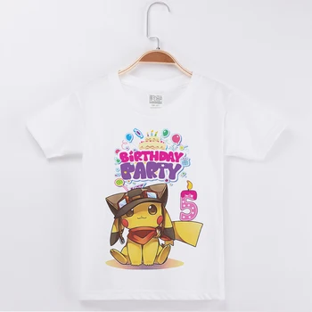 Omejen Čas za Popust, Otroci Happy Birthday t-Majica Bombaž Modni Beli Fantje Tees Vrhovi Pokemon Tiskanja Otrok Oblačila Stranka Tshirts
