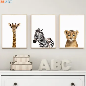 Baby Živali, Tiskanje Plakatov Sodobne Safari Platno Barvanje Vrtec Otroci Wall Art Otroška Soba Dekoracijo Stenske Slike Brez Okvirja