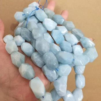 Aquamarine ravno modro baročno gladko 12-16mm za DIY nakit, izdelava svoboden kroglice FPPJ debelo biseri narave gem kamen