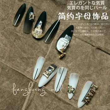 26pcs/veliko 3D zlitine Cirkon Črko Abecede nail art okraski kristalno okrasnih nohti pribor nakit dobave čare
