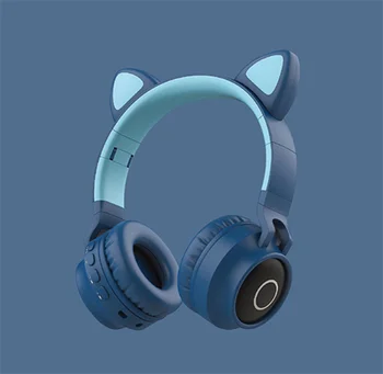 Luštna Mačka ušesa Brezžične slušalke Nad-Ear Slušalke z 12H Bluetooth 5.0 Hi-Fi Stereo Glasbe PC Gaming slušalke za dekle