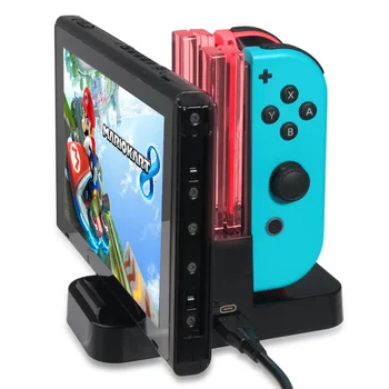 Veselje-Con Pro Polnjenje Nabrežje 4 v 1 USB Gamepad Stand Type C Polnilnik LED Indikacija za Nintendo Stikalo Igro Dualshock Krmilnik
