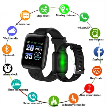 116 Plus SmartWatch Srčnega utripa Bluetooth Smart Watch Manšeta Moški Ženske D13 Šport ura Za Android Telefon Apple Pk iwo 8 b57
