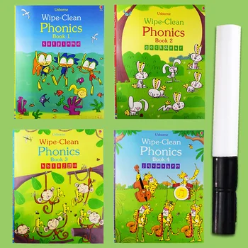 4 Knjige/Set Obrišite Čist Phonics Knjiga 1-4 Naravnih Črkovanje Izbrisljivi Knjiga Otroci, Otroci Angleška Slikanica