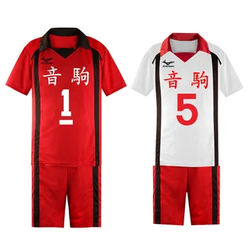 Haikyuu Šport Jersey Nekoma Visoka Šola majice hlače Odbojka Klub rdeče belo Uniformo Kuroo Tetsuro Cosplay Kostum