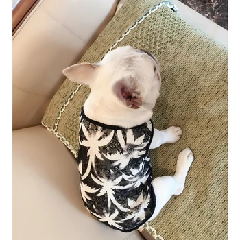 Francoski Buldog Telovnik Psa Oblačila za Majhne Pse Kokosovo Drevo Vzorec Chihuahua Oblačila Kul Dihanje Telovnik za Pug Dog Kostum