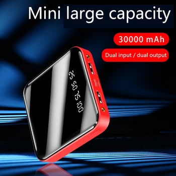 Mini Power Bank 30000mAh Prenosni Hitro Polnilnik Powerbank Celoten Zaslon Digitalni Prikaz Moči Banke Zunanji Baterijski Paket Poverbank