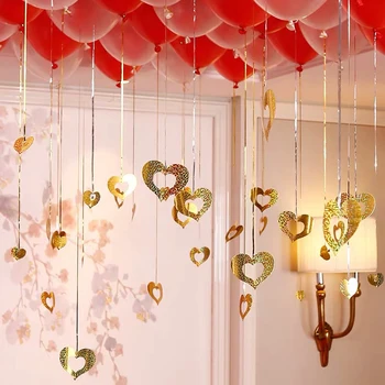 Ballon Viseči Okras Plezati Srce Star Trak Niz Dekor za Rojstni dan, Poroko, Obletnico Stranke Odlikovanja