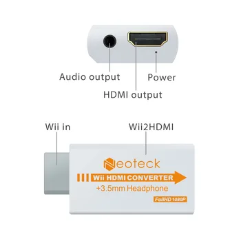 Neoteck Visoke Kakovosti Wii na HDMI Pretvornik Podpira Full HD 1080P 720P 3.5 mm Audio Wii2HDMI Adapter za HDTV Wii Pretvornik