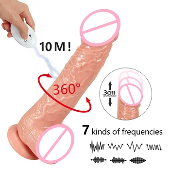Realistični Vibrator Big Dildo Samodejno Teleskopsko Ogrevanje Ogromen Penis Sesalni Adult Sex Igrače za Žensko, Strapon Masturbacija