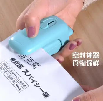 Prenosni zapiranje stroj, gospodinjski mini ročno pritisniti Grelec Fotke hrane vrečko prigrizek plastično vrečko Tesnjenje posnetek Unboxing nož