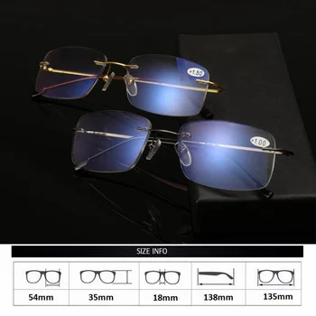 Visoka Kakovost Rimless Progresivna Multifokalna Obravnavi Očala Moških Anti Modra Svetloba Presbyopic Očala Ženske Ultra Lahkih Kovin Gafas