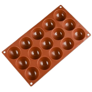 15 votlini 3D Pol Krogle Pol Okrogli Silikonski Bakeware Sladkarije Plesni Piškotek Čokoladni Kolač Teacake Fondat Pladenj