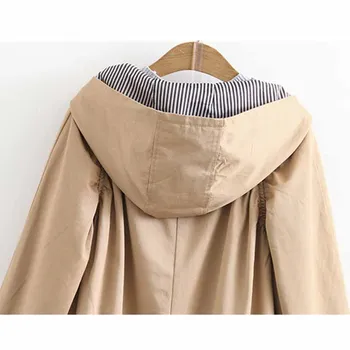 Plus velikost 3XL-6XL Hooded jarek plašč žensk Pomlad jesen dolgo Vrhnja oblačila Priložnostne vrh ženskega bombaž Windbreaker Windproof coats 138