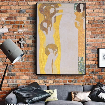 Zlati Poljub Umetniško Platno Slikarstvo Na Steni Gustav Klimt, Ki Jih Reprodukcije Wall Art Platno Cuadros Slike Za Dnevna Soba Dekor