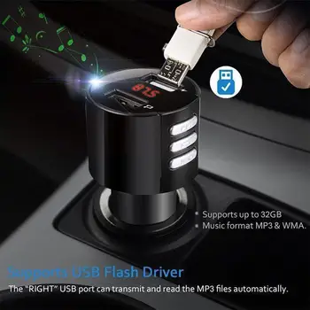 Visoke Hitrosti USB2.0 Bluetooth Avto Polnilnik USB LED Zaslon FM Oddajnik za Brezžični Radio Tok MP3 Predvajalnik Vžigalnik za Cigarete