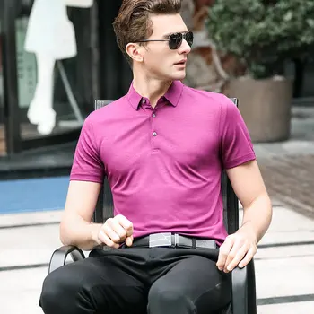 2020 poletje visoke kakovosti mulberry svile moške polo Majice za moške, za Moške Business Casual Moški Kratek Rokav polo majica velikost S-3XL