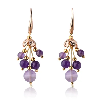 Novo oblikovanje nakita visoko kakovostni elegantno Vijolični kristali, Uhani za ženske Letnik Kaplja Vode uhani svate Moda 2019