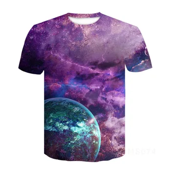 Vesolje Planet Prostor Galaxy 3D T-shirt Moški Ženske Otroci T shirt 3D Tiskanja Star Nebo Kul Tees Fant Dekle Moda Ulične Vrhovi