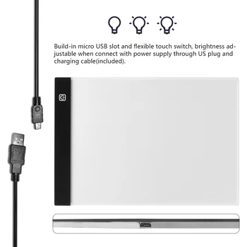 Možnost zatemnitve Lightpad Diamond Slikarstvo Navzkrižno Šiv Orodja Ultrathin A4, LED USB Lučka Tipke Polje Tablete za Risanje Diamond Vezenje