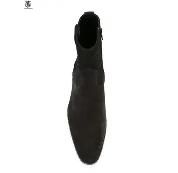 FR.LANCELOT 2019 star Črno usnje Moški Škornji Britanski Stil Stanovanja Čevlji Mens Zapatos De Mujer Cevlji Moški