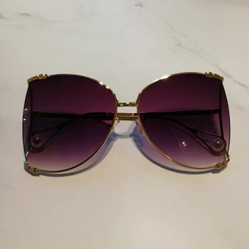 QPeClou 2020 Nove Luksuzne Pearl Sončna Očala Ženske Modni Prevelik Kovinski Votlih Sončna Očala Dame Jasno Očal Okvir Očal