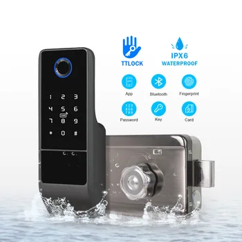 IPX6 Nepremočljiva Prstnih Zaklepanje Vrat, Zunanji Bluetooth Smart Ključavnice, Wifi Geslo IC za Kartico brez ključa Vnesite Elektronski Zaklepanje