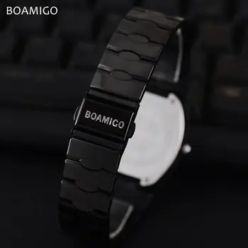Moški quartz ure jekla poslovnih ure 2017 BOAMIGO blagovno znamko črna zapestnica darilo ročne ure 30 m nepremočljiva Relogio Masculino