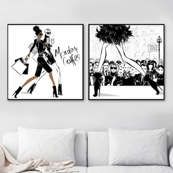 Milan London Fashion Girl Visoke Pete Wall Art Platno Slikarstvo Nordijska Plakatov In Fotografij Stenske Slike Za Dnevna Soba, Salon Dekor