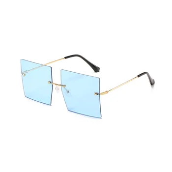 Kvadratni Rimless ženska sončna Očala 2021 Moda Prevelik sončna očala Ženske Dekorativni Očala Odtenki UV400 Oculos De Sol