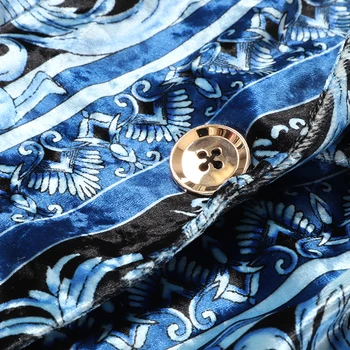 SEQINYY Žametni Suknjič 2020 Jeseni, Pozimi Ženske, Modno Oblikovanje Long Sleeve Vintage Natisnjena Kratka Blazer Blue