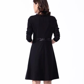 Ženska Obleka 2020 Plus Velikost Obleke Za Ženske 4xl 5xl 6xl XXL 3XL Jesen Pomlad Black Vintage Oblačila z Dolgimi Rokavi Urad Obleke